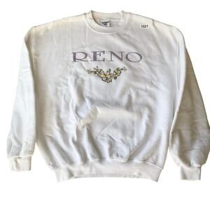 erzees Women’s Long Sleeve Screw Neck Thick Sweatshirt size L, White, Reno